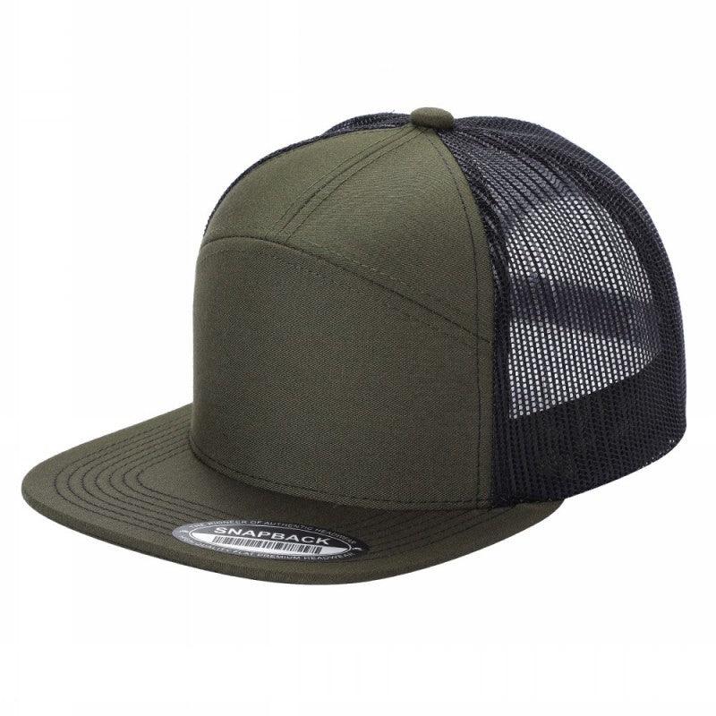 Unbranded 7-Panel Trucker Flat Bill Hat, Blank 7 Panel Mesh Back Cap
