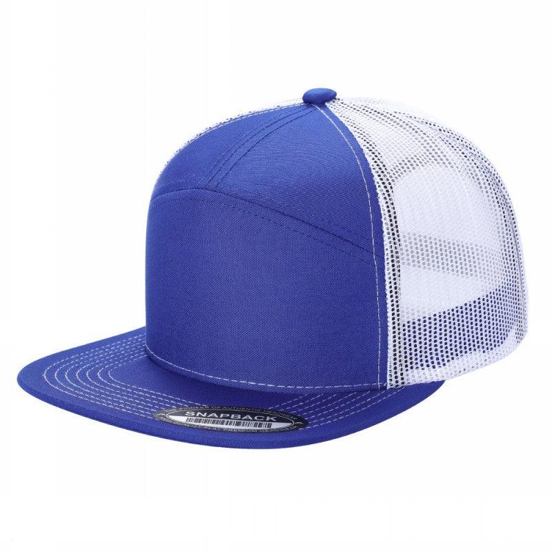 Unbranded 7-Panel Trucker Flat Bill Hat, Blank 7 Panel Mesh Back Cap