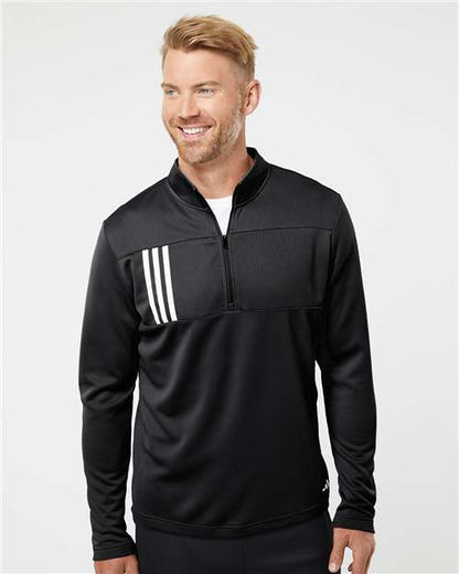 Adidas A482 Men's 3-Stripes Double-Knit Quarter-Zip Pullover
