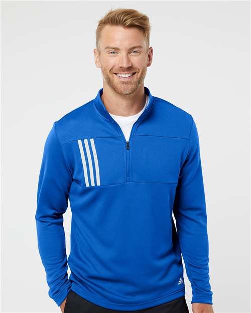 Adidas A482 Men's 3-Stripes Double-Knit Quarter-Zip Pullover