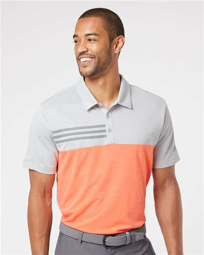 Adidas A508 Men's Heathered Colorblocked 3-Stripes Polo