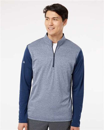 Adidas A522 Men's Ultimate365 Heather Block Print Quarter-Zip Pullover