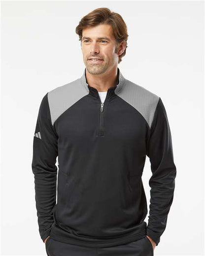 Adidas A532 Men's Textured Mixed Media Quarter-Zip Pullover