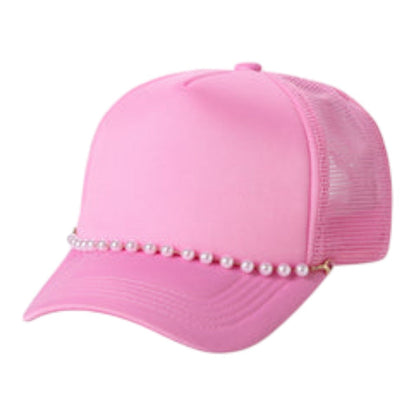 Unbranded Pearl Accent Trucker Mesh Snapback Hat