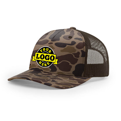 Custom Embroidered Richardson 112PFP Printed Five Panel Trucker Hat Camo Cap - 112 PFP