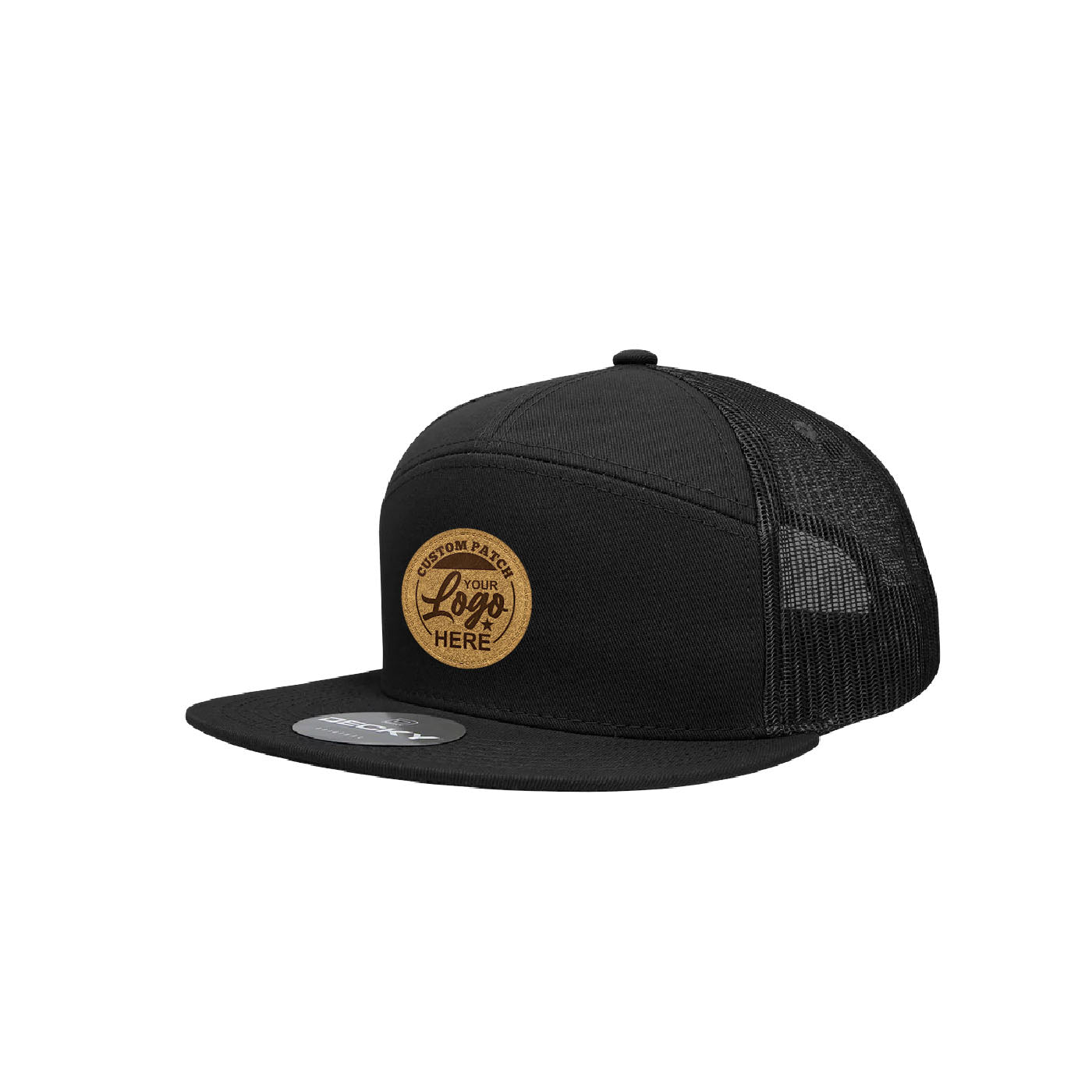 Custom Patch Decky 1133 - 7 Panel Trucker Flat Bill Snapback Hat