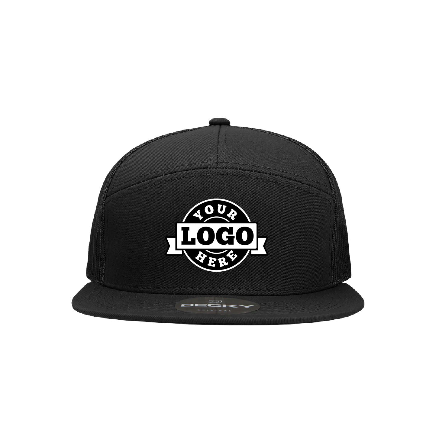 Custom Embroidered Decky 1133 - 7 Panel Trucker Flat Bill Snapback Hat