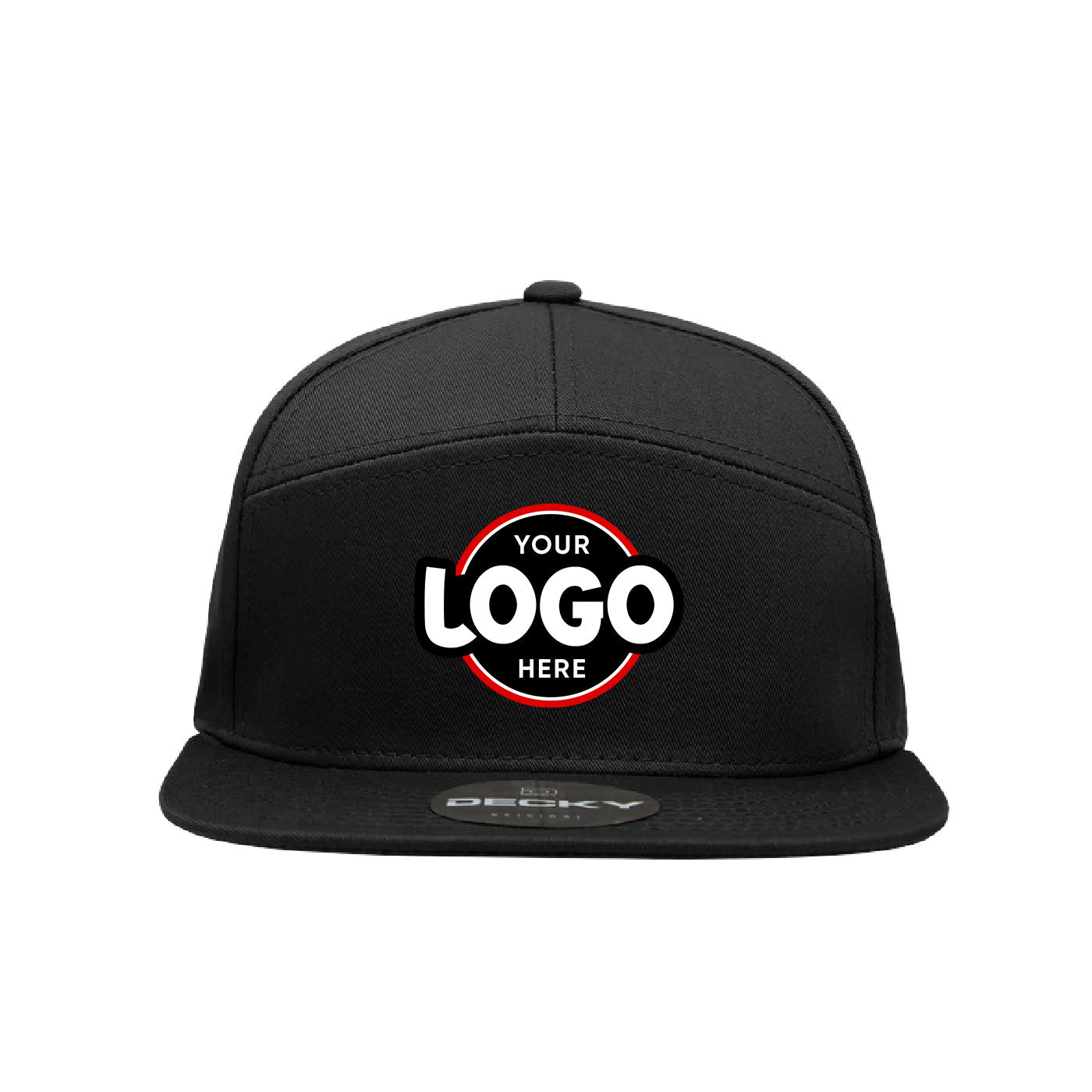 Custom Embroidered Decky 1098 7 Panel Flat Bill Hat Snapback 7 Panel High Profile Structured Cap