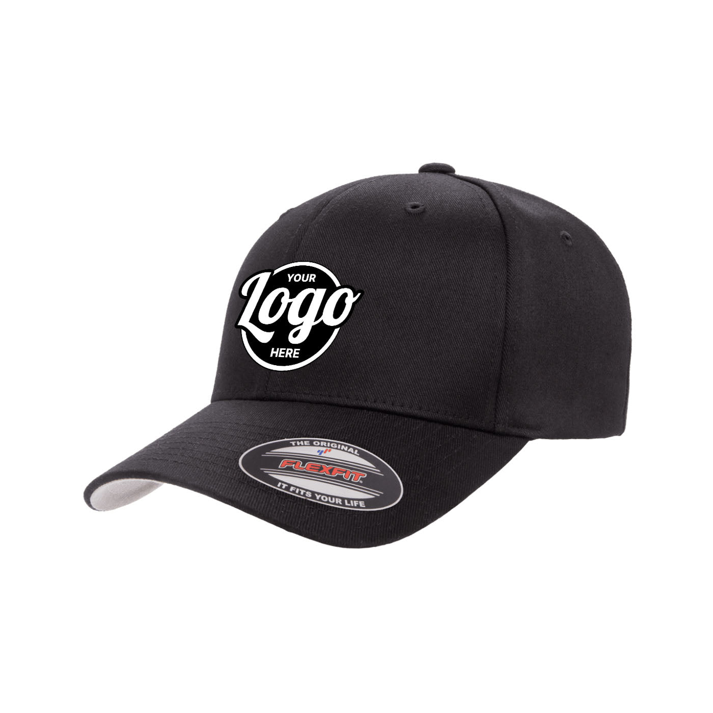 Flexfit Black Wooly Baseball Cap - Stretchable Fitted Hat, Combed Material