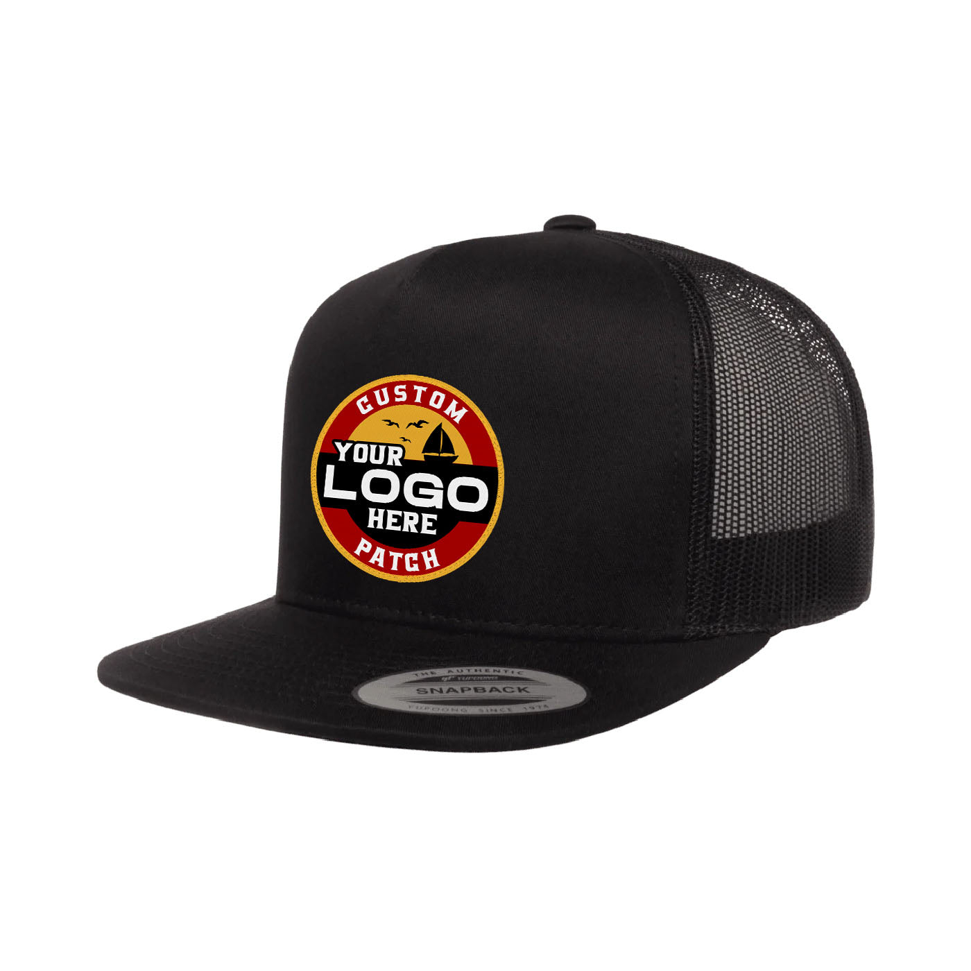 Cummins Turbo Diesel Patch Trucker Hat – Yupoong 6006, Snapback, Camo/Black, Mesh Back, One Size