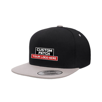 Custom Patch Yupoong 6007T 5-Panel Cotton Twill Snapback Hat, Flat Bill Cap, YP Classics