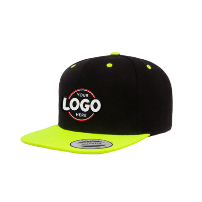 Custom Embroidered Yupoong 6089MT Premium Snapback Hat, Flat Bill, 2-Tone Colors, YP Classics