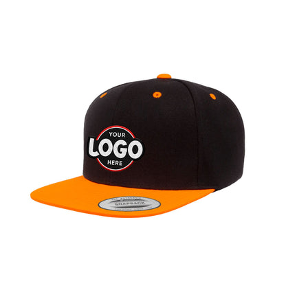 Custom Embroidered Yupoong 6089MT Premium Snapback Hat, Flat Bill, 2-Tone Colors, YP Classics