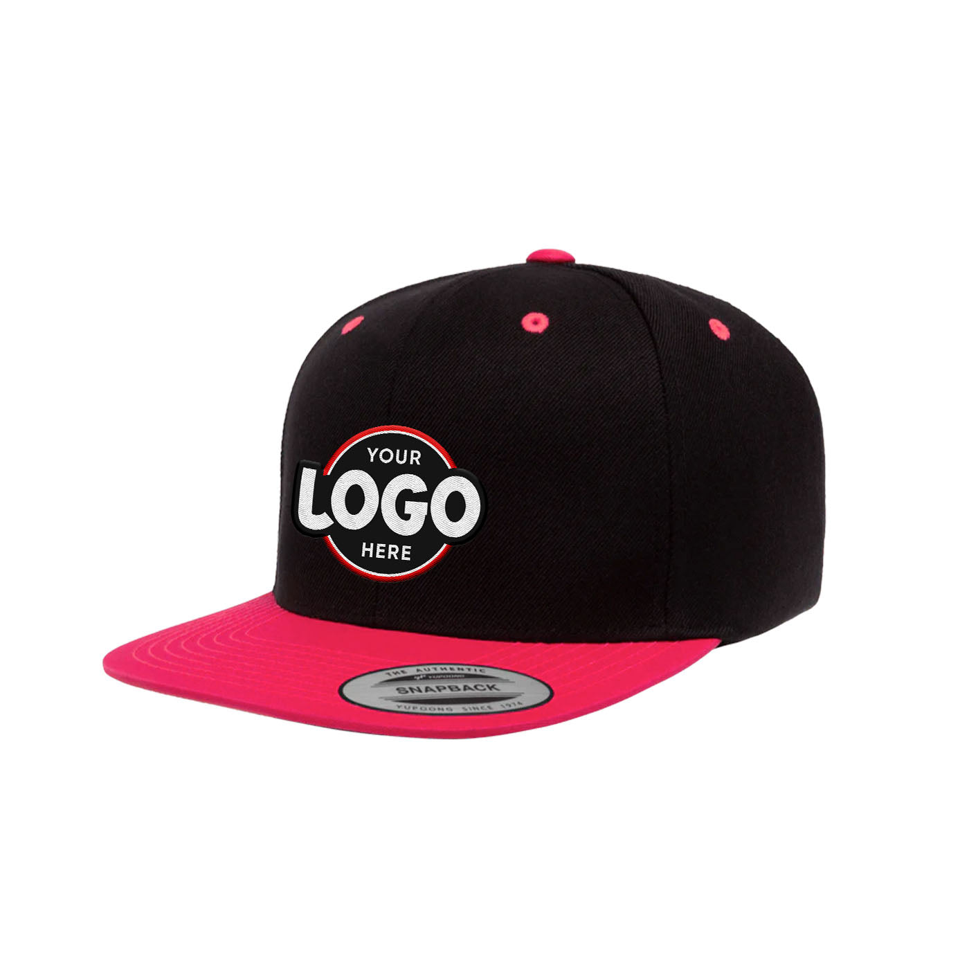 Custom Embroidered Yupoong 6089MT Premium Snapback Hat, Flat Bill, 2-Tone Colors, YP Classics