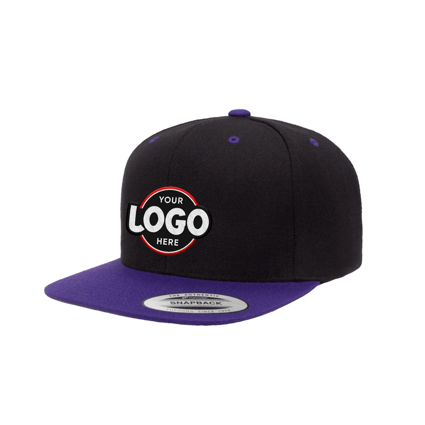 Custom Embroidered Yupoong 6089MT Premium Snapback Hat, Flat Bill, 2-Tone Colors, YP Classics