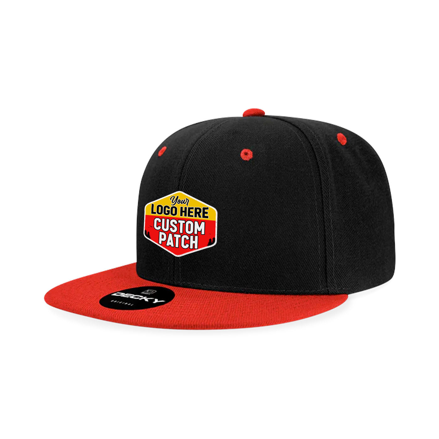 Custom Patch Decky 6020 High Profile 6 Panel Snapback, Flat Bill Hat