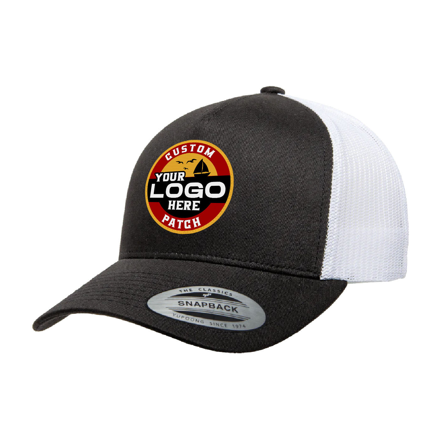 Custom Patch Yupoong 6506T 5-Panel Retro Trucker Hat, Mesh Back, 2-Tone Colors, YP Classics