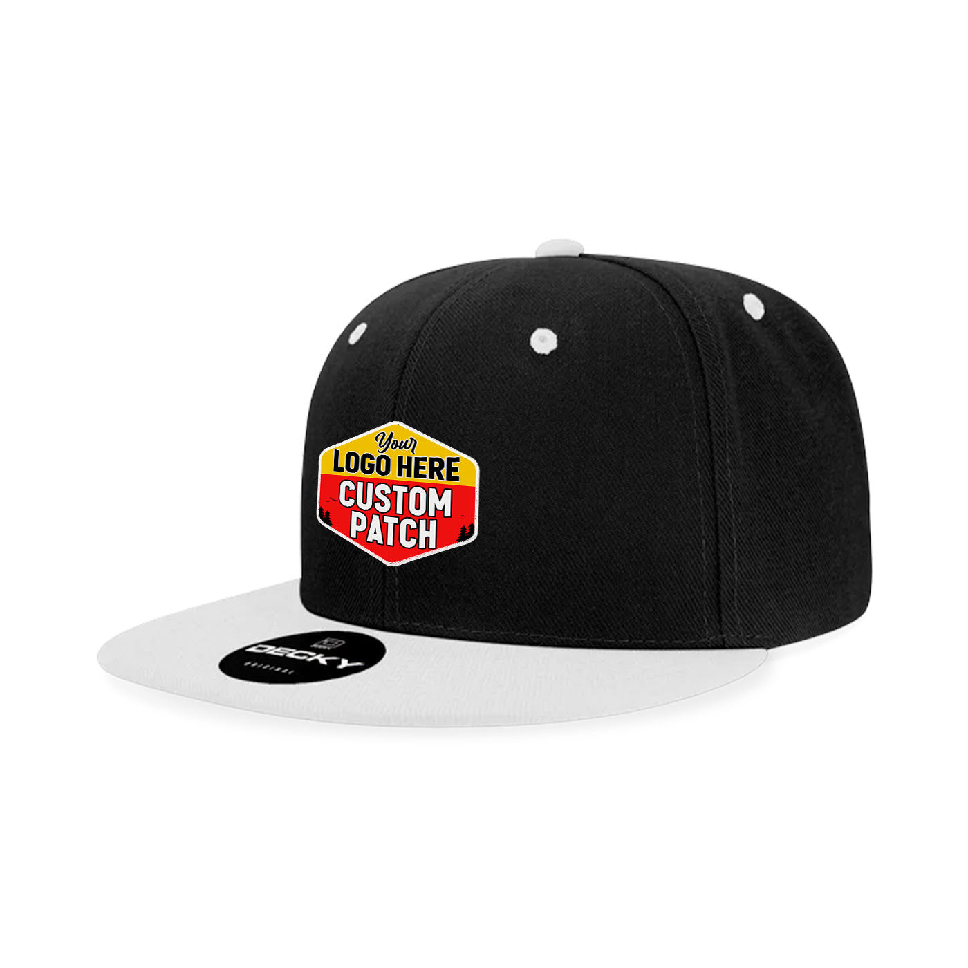 Custom Patch Decky 6020 High Profile 6 Panel Snapback, Flat Bill Hat