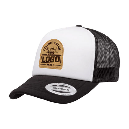 Custom Patch Yupoong 6320W Curved Foam Trucker Hat, White Front
