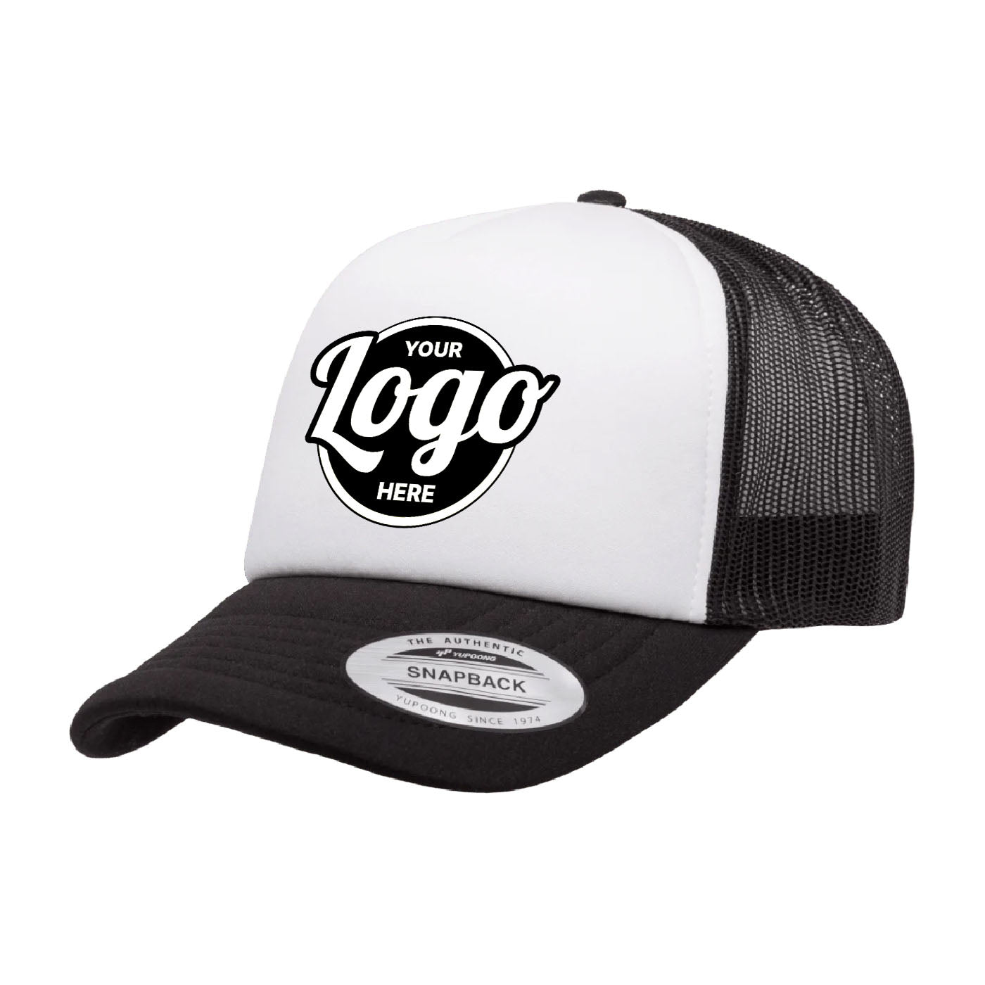 Custom Embroidered Yupoong 6320W Curved Foam Trucker Hat, White