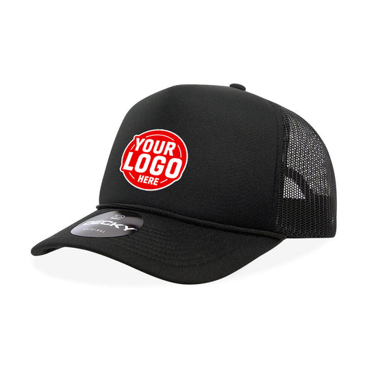 Custom Embroidered Decky 6025 Mid Profile, 5 Panel Foam Trucker Hat