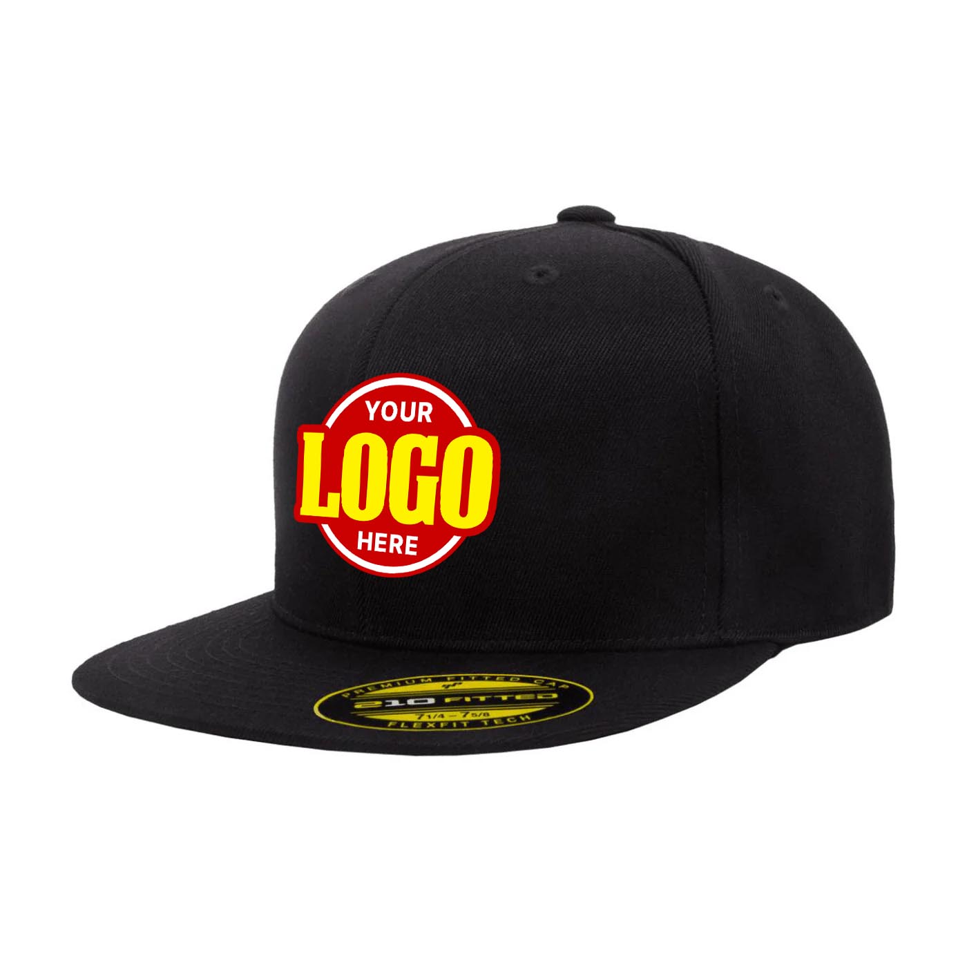 Custom Embroidered FlexFit 210 Premium Fitted Cap Flat Bill Hat