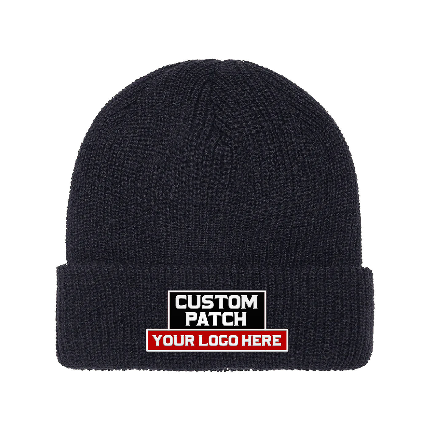 Custom Patch YP Classics 1545K Ribbed Cuffed Knit Beanie, Knit Cap, Yupoong 1545K