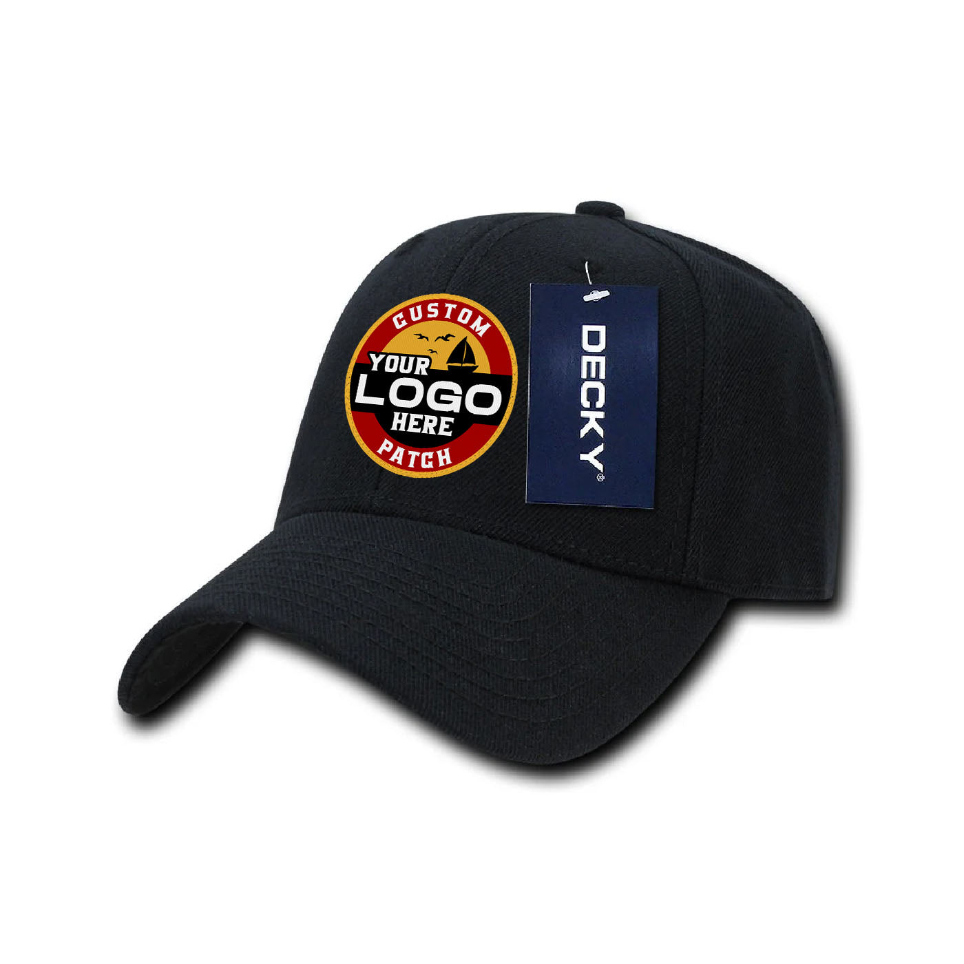 Custom Patch Decky 206 - 6 Panel Low Profile Structured Cap, Baseball Hat