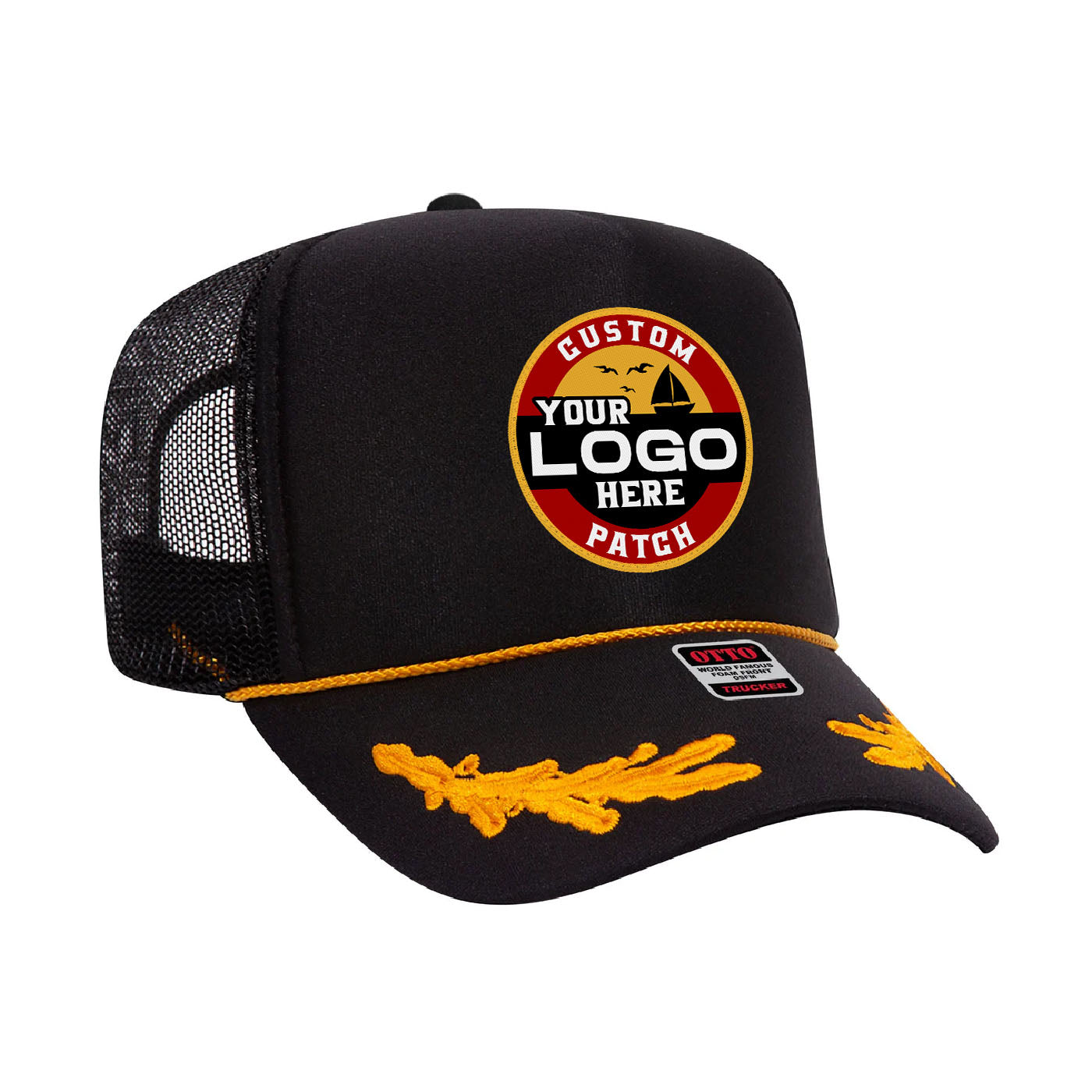 Custom Patch Otto 39-165 - 5 Panel High Crown Foam Trucker Hat Mesh Back Cap