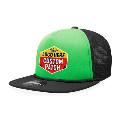 Custom Patch Decky 6026 - Classic 5 Panel Foam Trucker Cap, Flat Bill Hat