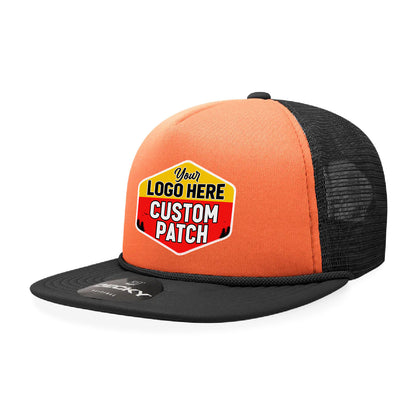 Custom Patch Decky 6026 - Classic 5 Panel Foam Trucker Cap, Flat Bill Hat