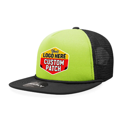 Custom Patch Decky 6026 - Classic 5 Panel Foam Trucker Cap, Flat Bill Hat