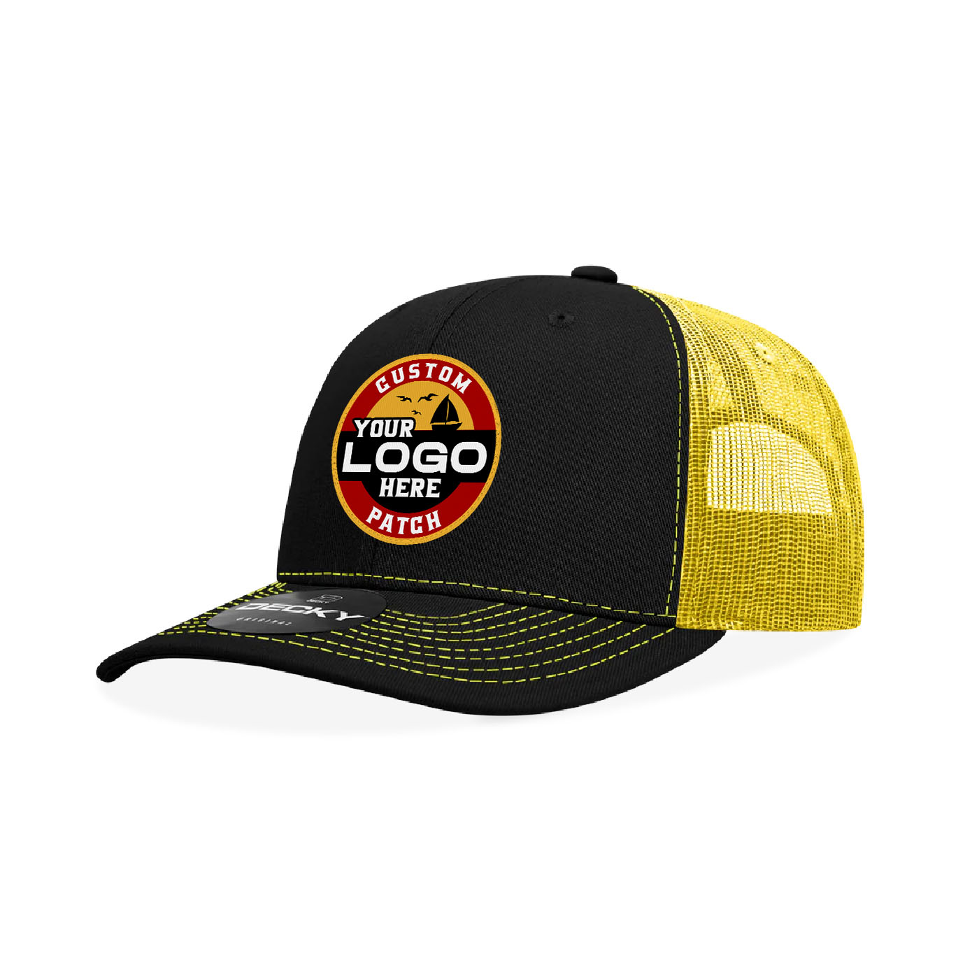 Custom Patch Decky 6031 - 6 Panel Mid Profile Structured Contra-Stitch Trucker Hat