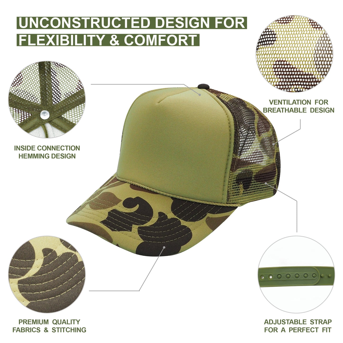 Nissun CPC Foam Trucker Hat Camo 5 Panel Camouflage Cap