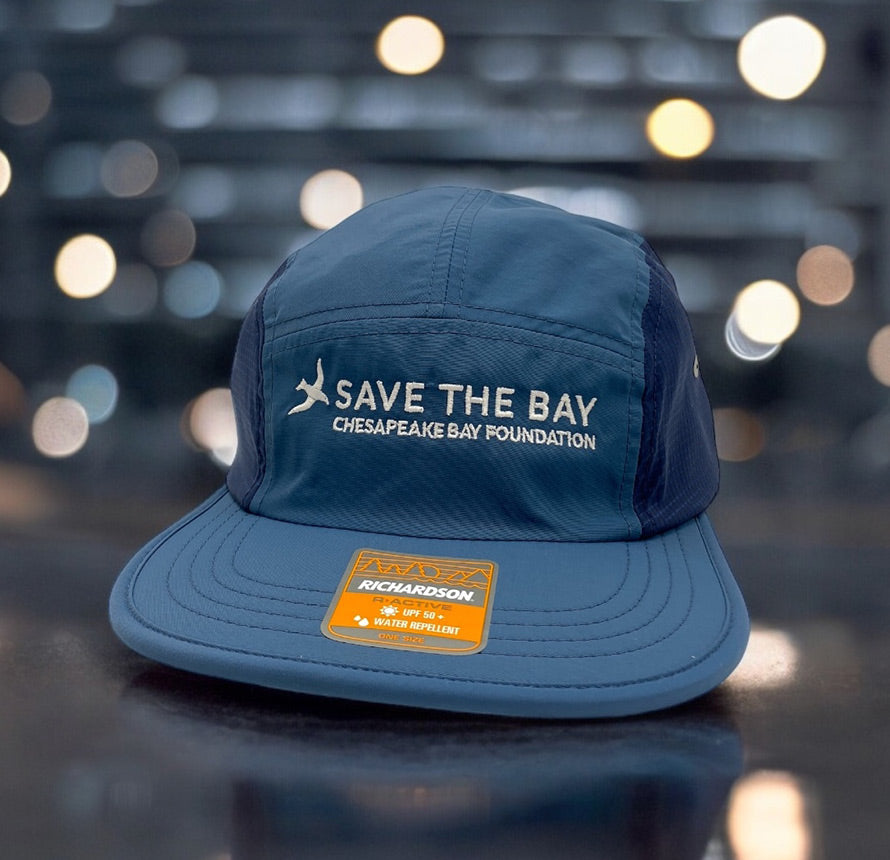 Blue Richardson hat with 'Save the Bay' Chesapeake Bay Foundation logo.