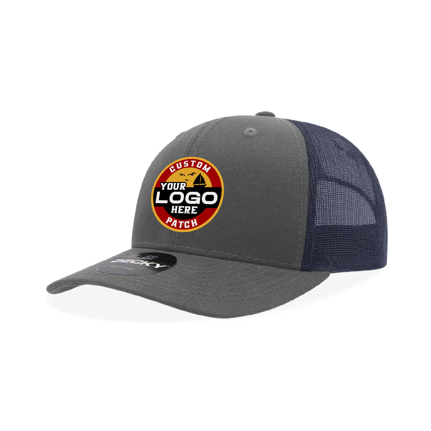 Custom Patch Decky 6021 Classic Trucker Hat, 6 Panel Mid Profile Trucker Cap