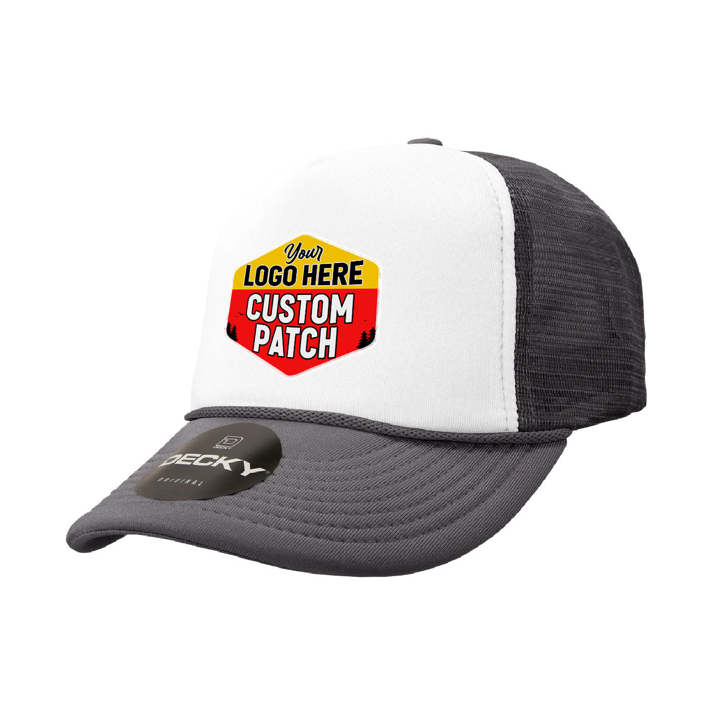 Custom Patch Decky 210 - Foam Trucker Hat, Two Tone Mesh Back Cap