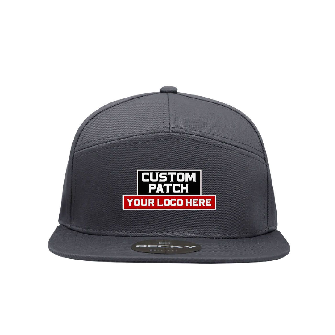 Custom Patch Decky 1098 - 7 Panel Flat Bill Hat, Snapback, 7