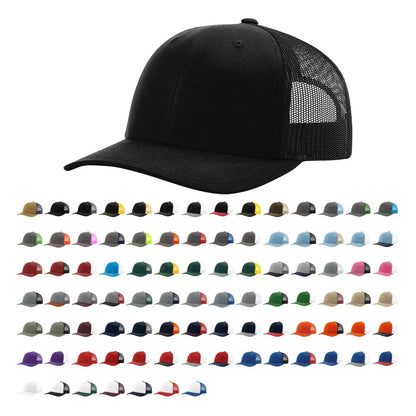 Custom Embroidered Richardson 112 Trucker Cap Solid Hats Solid Colors One Color