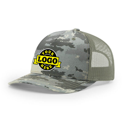 Custom Embroidered Richardson 112PFP Printed Five Panel Trucker Hat Camo Cap - 112 PFP