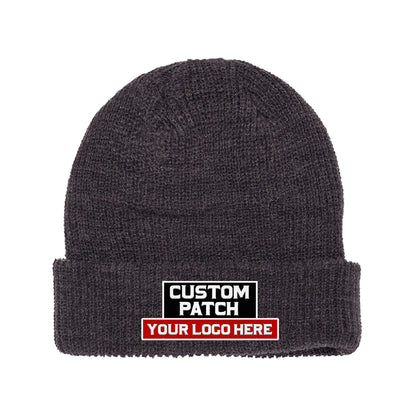 Custom Patch YP Classics 1545K Ribbed Cuffed Knit Beanie, Knit Cap, Yupoong 1545K