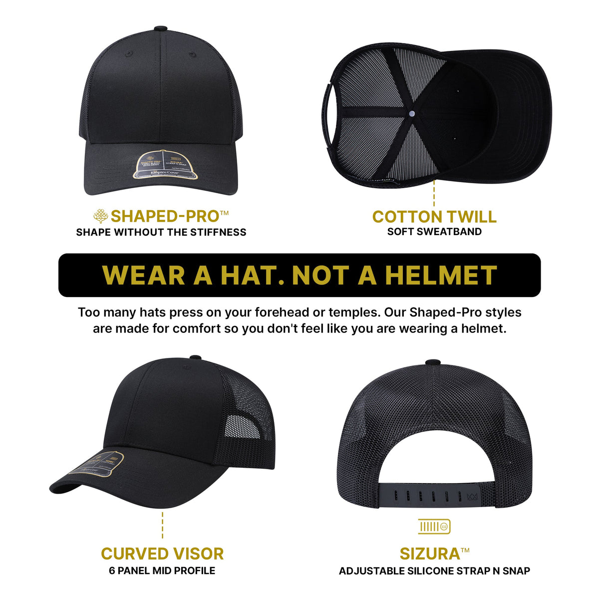 Empire Cove Shaped-Pro 6 Panel Trucker Hat EC001 - Sample