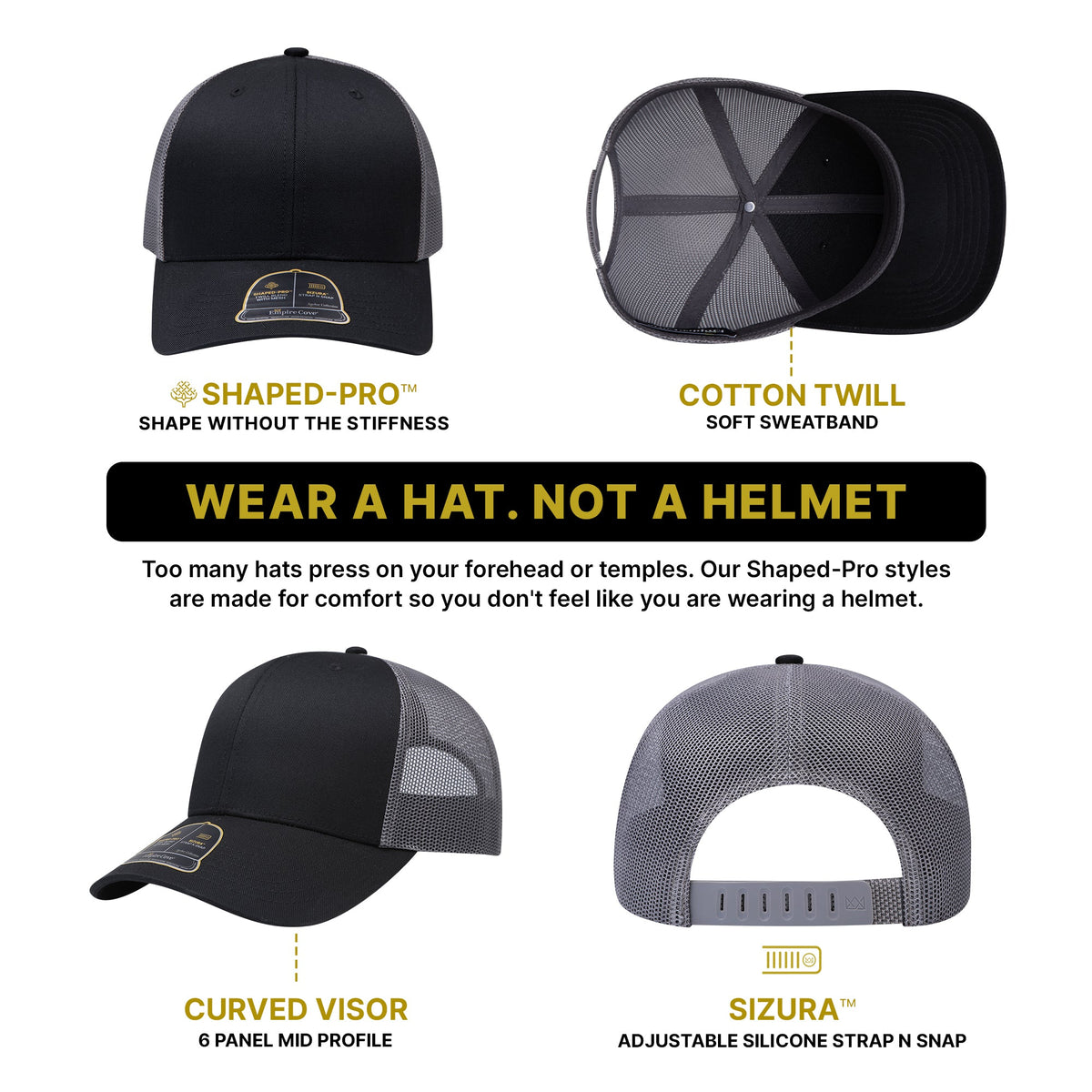 Empire Cove EC001 Shaped-Pro 6 Panel Trucker Hat