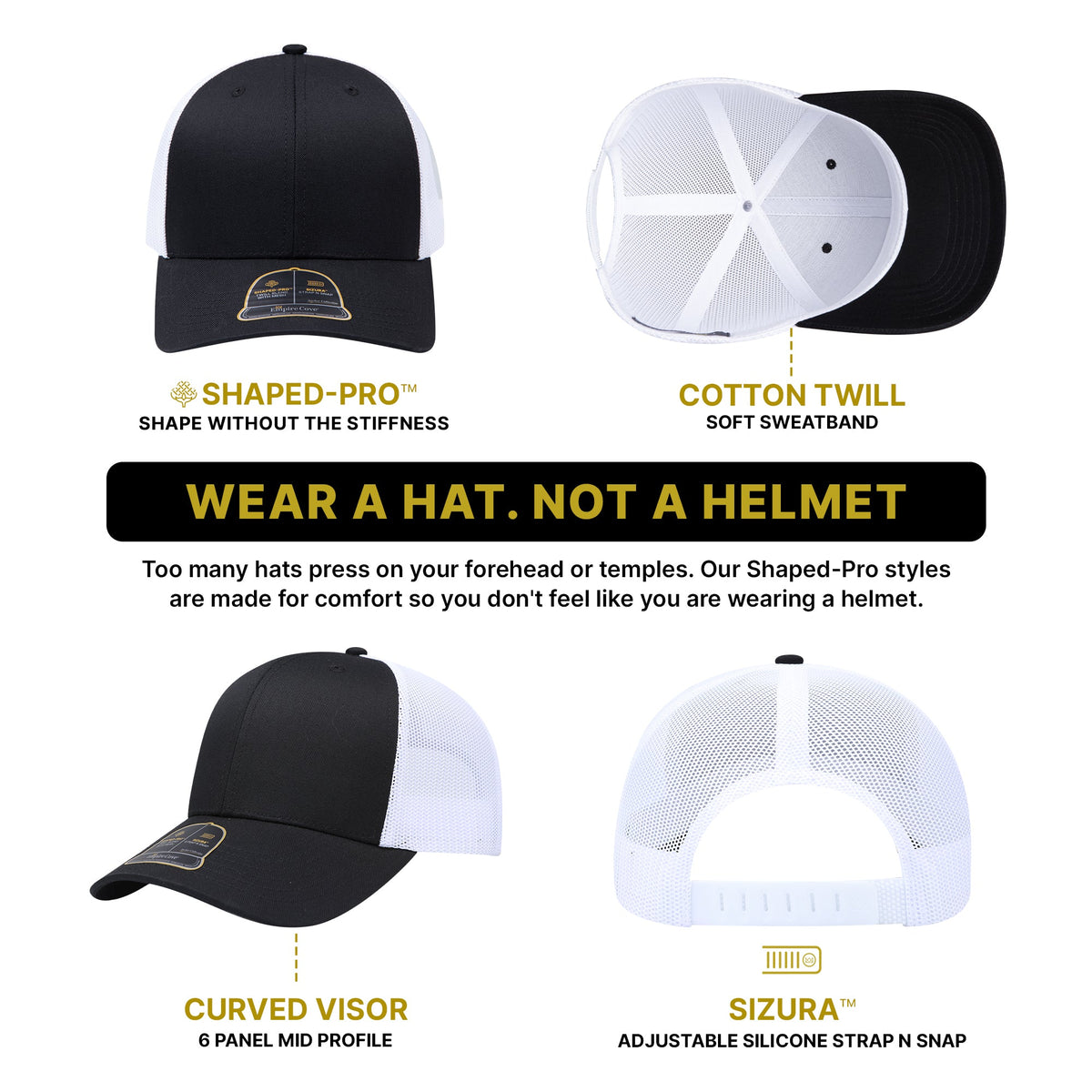 Empire Cove Shaped-Pro 6 Panel Trucker Hat EC001 - Sample