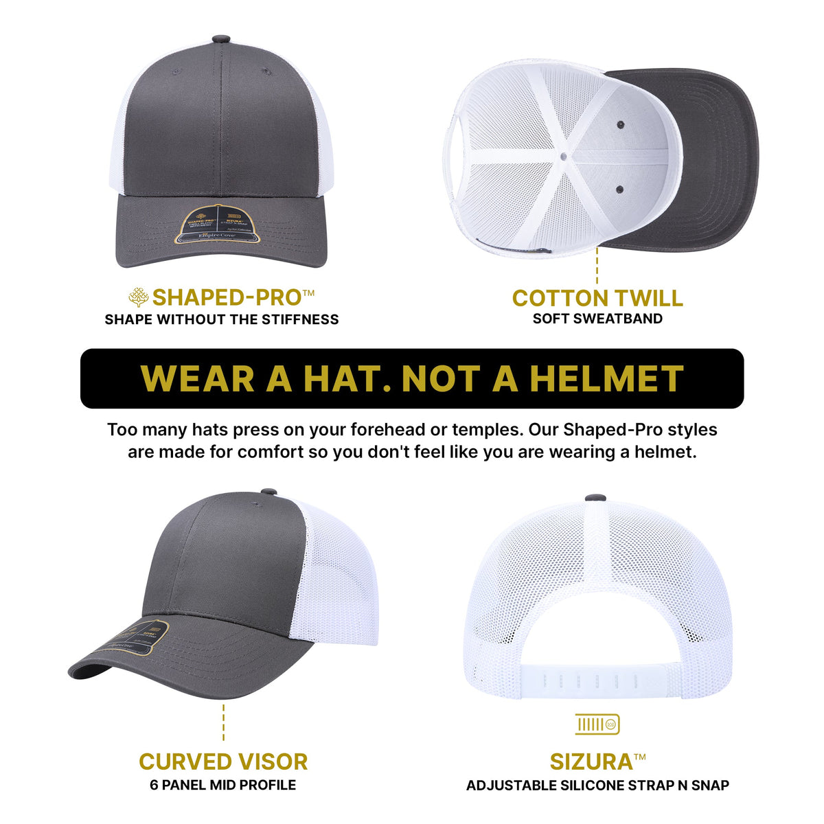 Empire Cove EC001 Shaped-Pro 6 Panel Trucker Hat