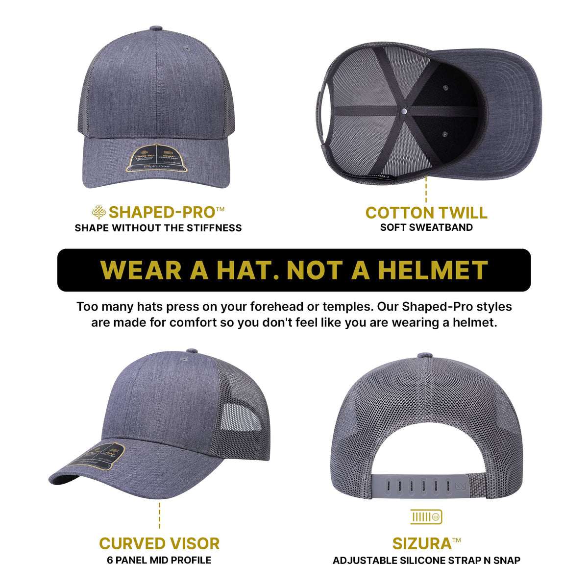 Empire Cove EC001 Shaped-Pro 6 Panel Trucker Hat
