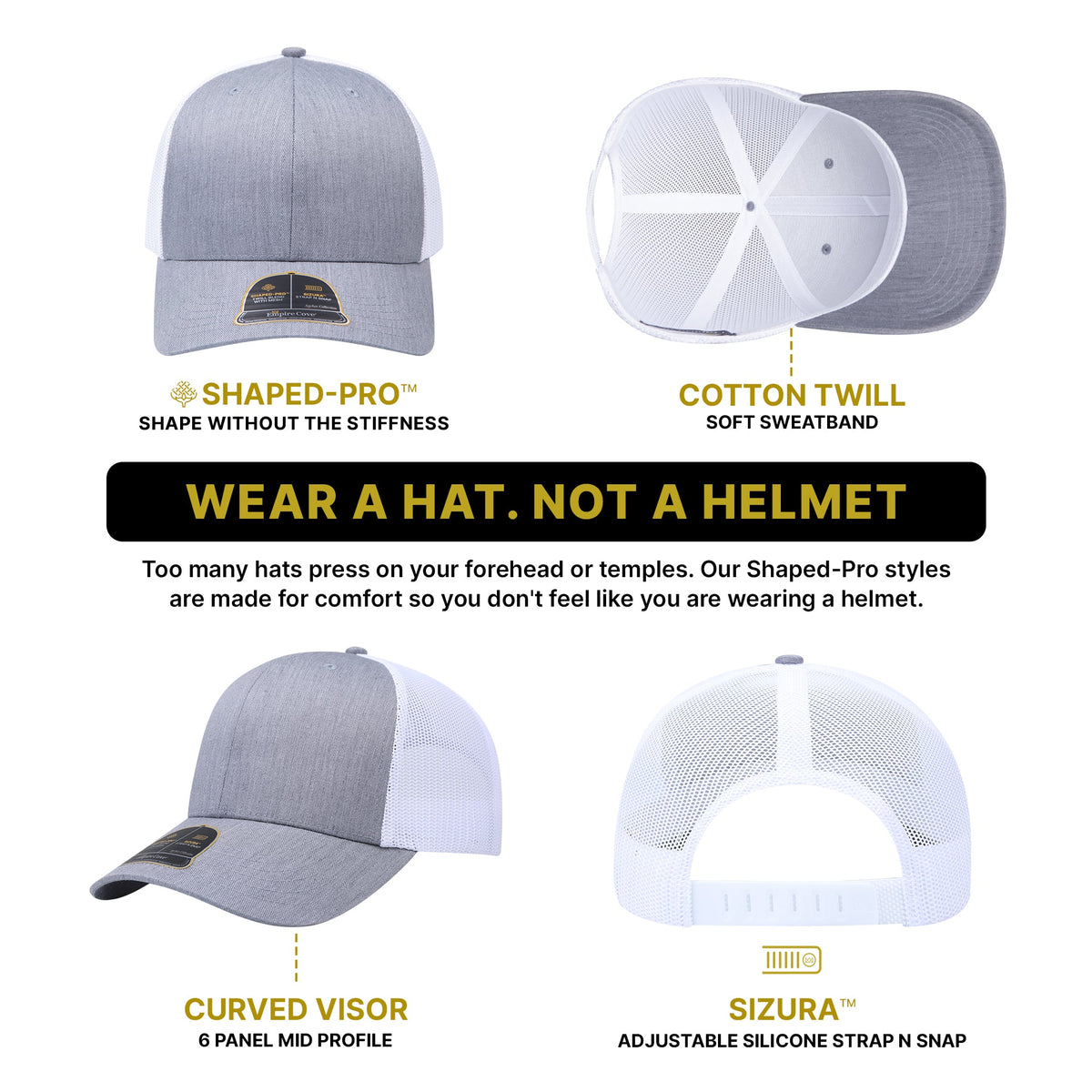 Empire Cove EC001 Shaped-Pro 6 Panel Trucker Hat