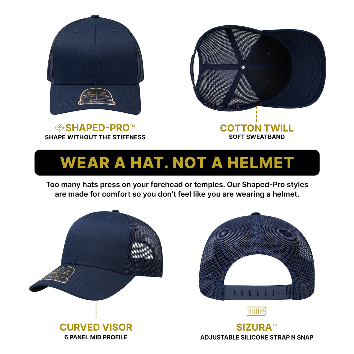 Empire Cove EC001 Shaped-Pro 6 Panel Trucker Hat