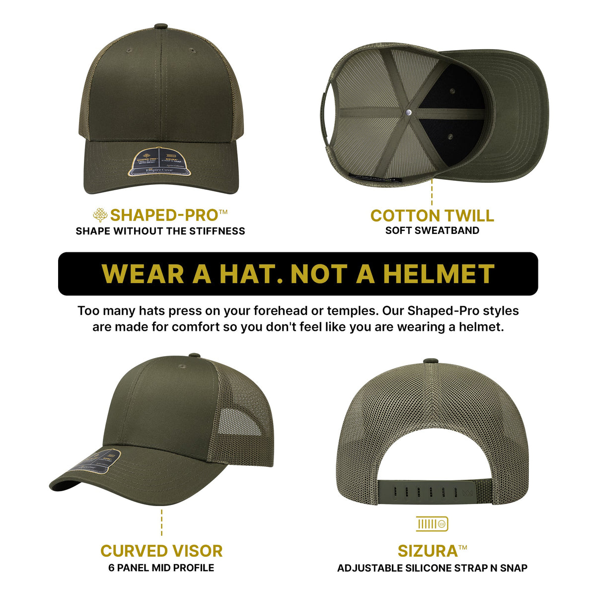 Empire Cove Shaped-Pro 6 Panel Trucker Hat EC001 - Sample