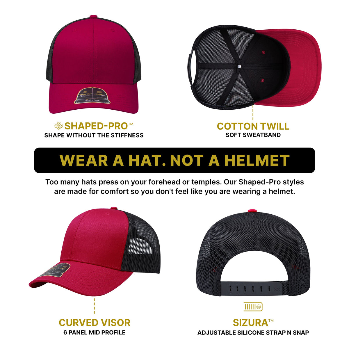 Empire Cove Shaped-Pro 6 Panel Trucker Hat EC001 - Sample